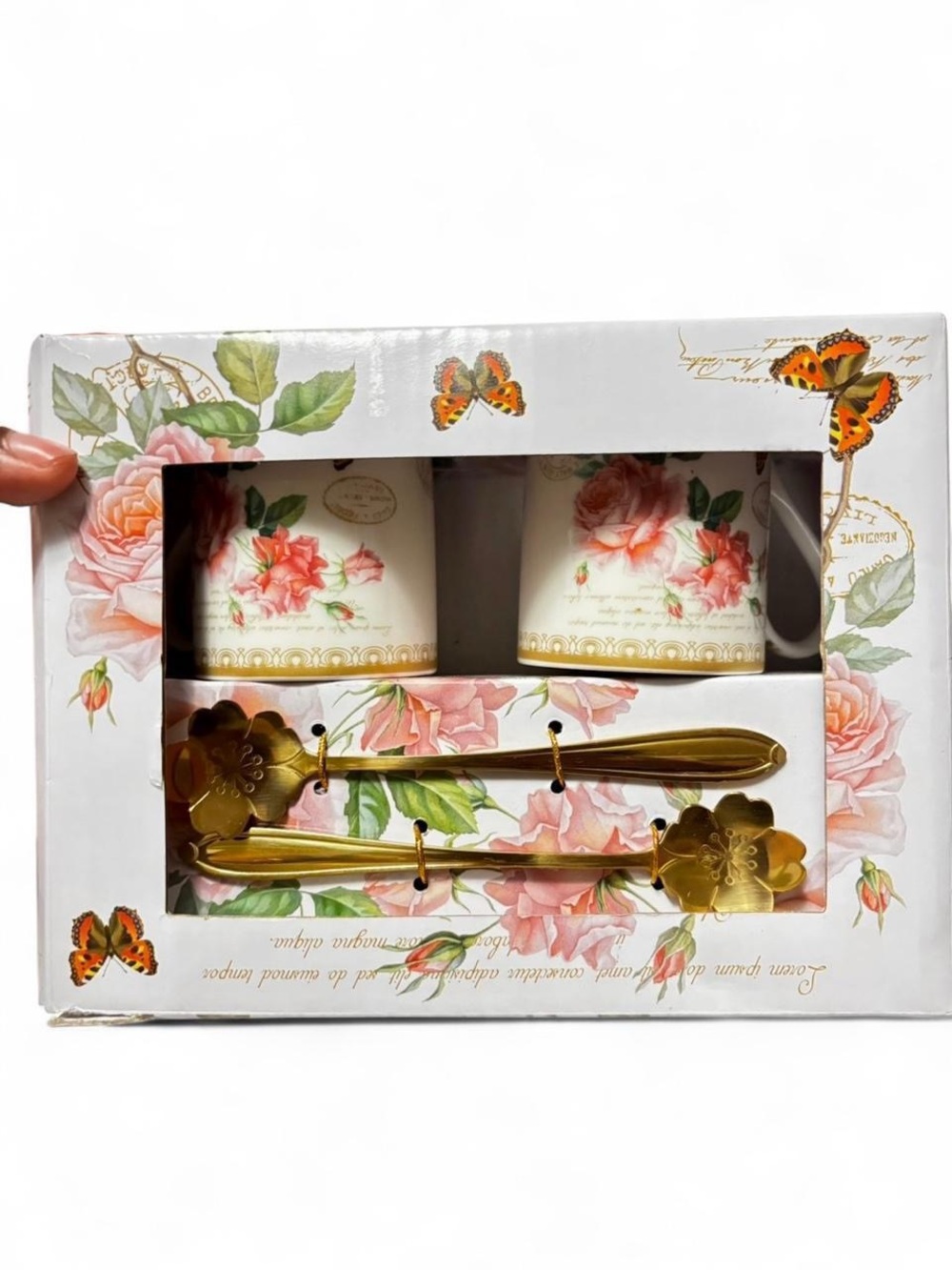 Kent Pottery Vintage Rose Mug Spoon Gift Set Cottagecore Floral Tea Set